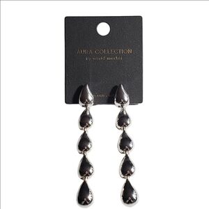 Silver Plated World Market Drop Earrings New on Card NEW